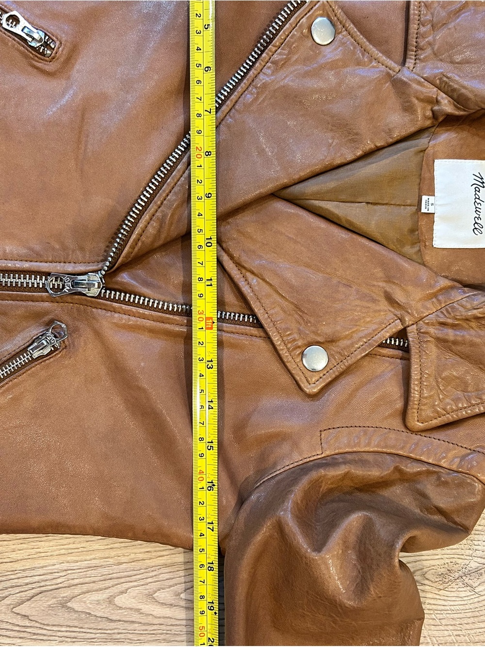 Madewell Cognac Washed Leather Motorcycle jacket- lambskin leather - Picture 8 of 12